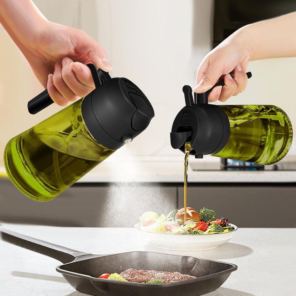 Pulverizador de Óleo Escuro Bloqueador de Luz de 16oz/470ml para Cozinhar, Garrafa Dispensadora de Azeite 2 em 1 para Co