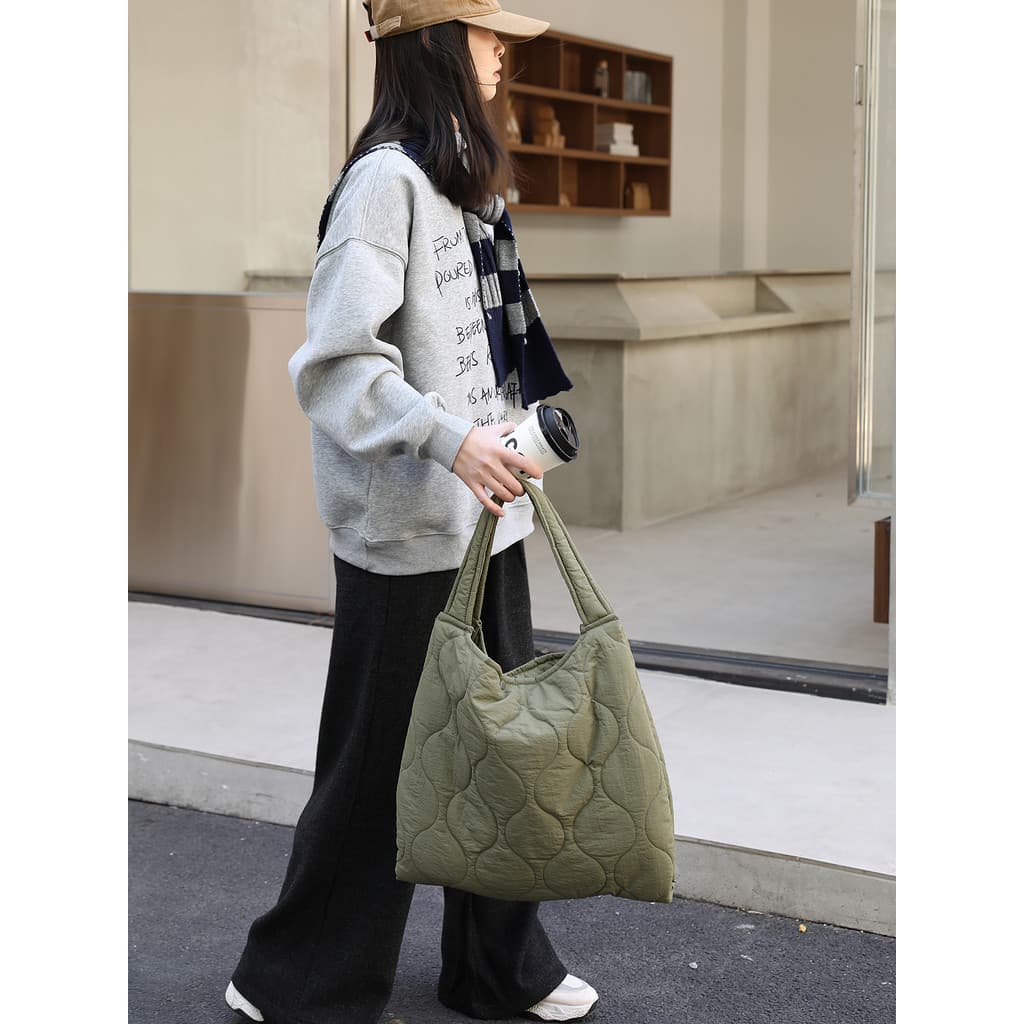 Coreano nicho Design diamante náilon pano sacola axila pedido bolsa de ombro bolsa ins grande capacidade para baixo saco