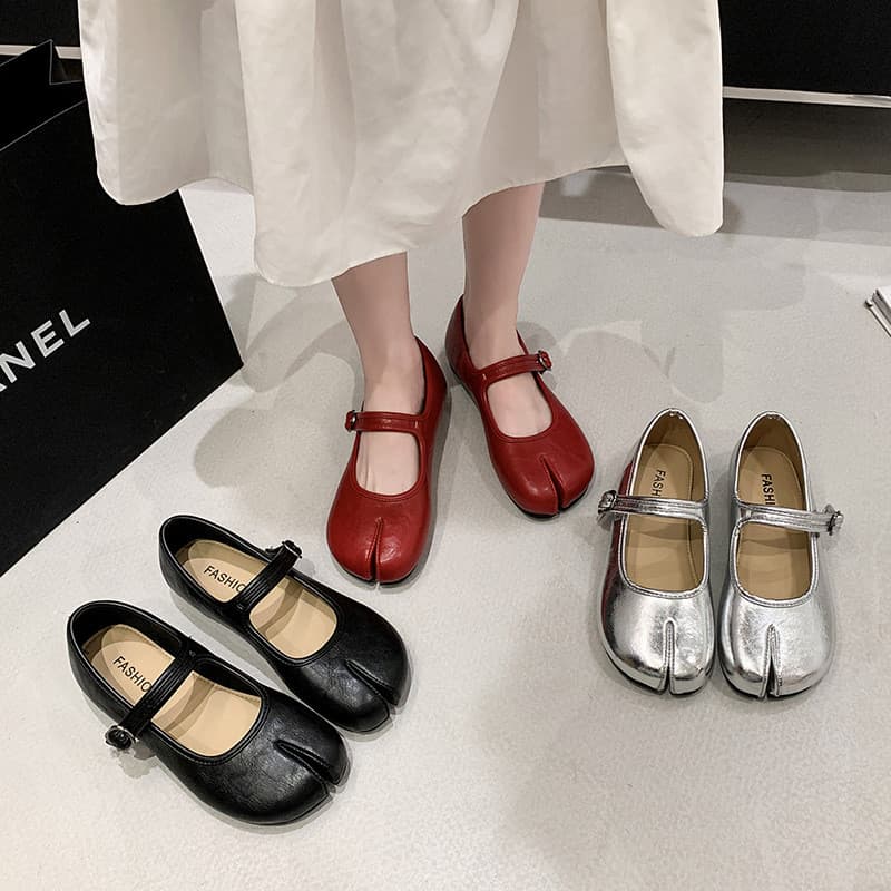 Francês Split Toe Mary Jane sapatos femininos 2026 novo estilo sola macia plana sapatos de balé All-Match confortável bo