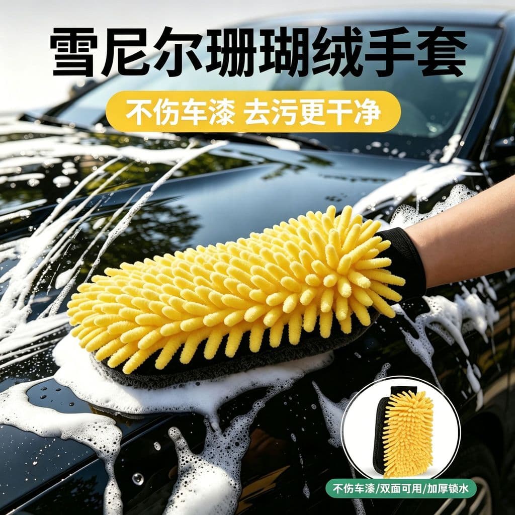 Luvas de lavagem de carro dupla face espessada de alta densidade Chenille Coral velo não machuca a pintura limpeza à pro