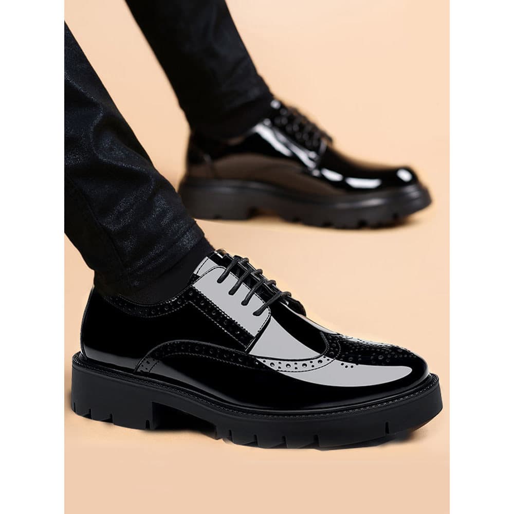 8cm aumentando sapatos de couro masculino outono respirável Formal Wear negócios couro brilhante Casual High-End masculi