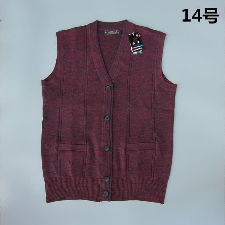 Idosos de meia-idade primavera outono estilo Jacquard colete camisola pai usar com decote em V lã Cardigan colete idosos
