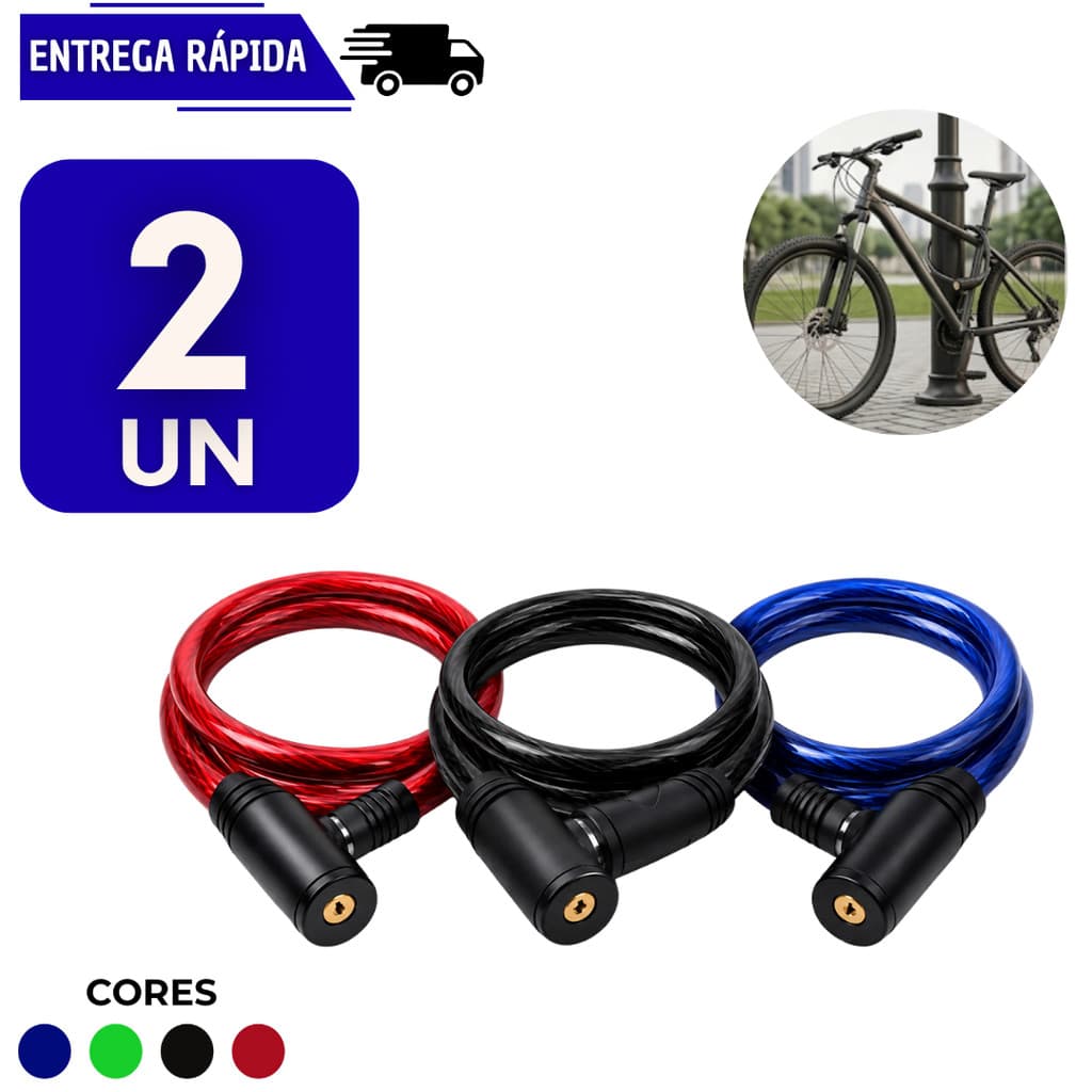 2 Corrente Cabo Cadeado De Segurança Para Moto Bicicleta Cabo De Aço Revestido Trava Com Chave Bike Anti Furto