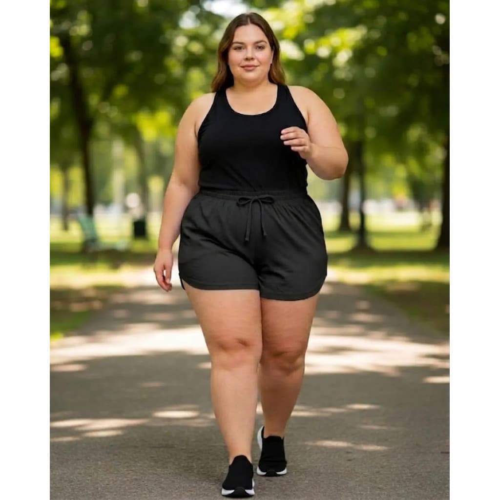 Kit 2 Shorts Tactel Plus Size Feminino Fitness Academia Praia