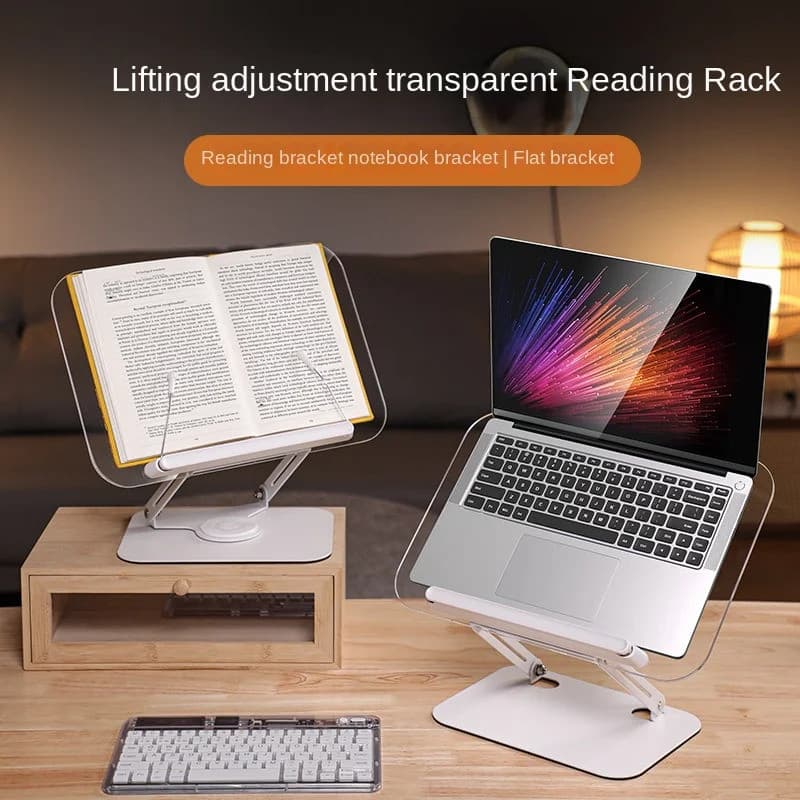 Suporte de Leitura Ajustável em Acrílico, Suporte de Livros Dobrável, Suporte para Tablets com Elevação 360° ° g