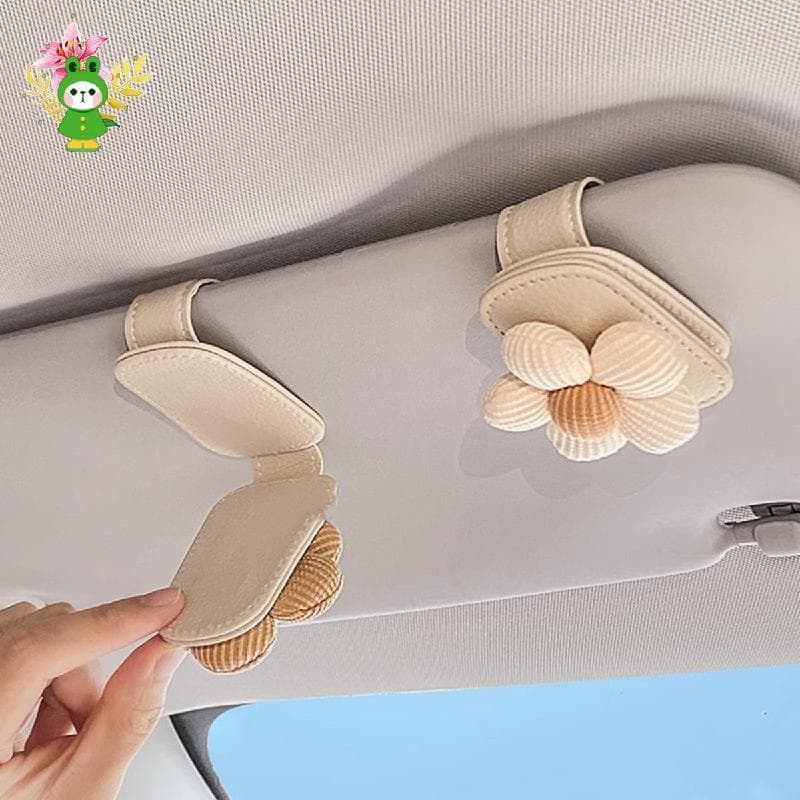 Elegante Couro Multifuncional Carro Viseira De Sol Óculos Clipe Portátil Veículo Cartão