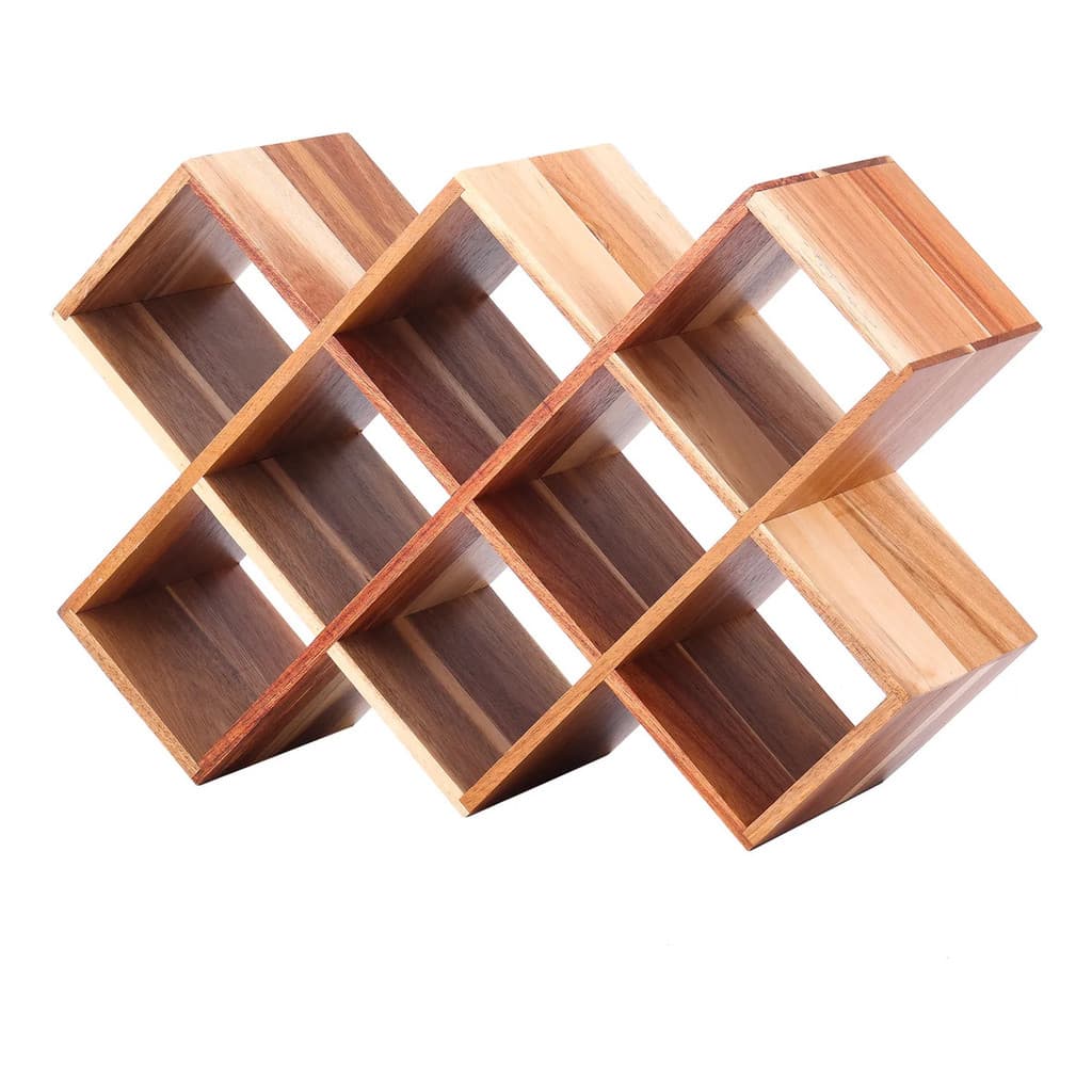Suporte Adega Para 10 Garrafas Acacia 29x43x15cm - Delinia Marrom