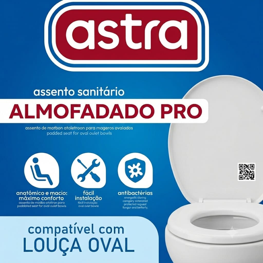 Assento Sanitário Oval Almofadado Pro Astra. - Assento Sanitário Oval Almofadado Pro Astra Branco 1