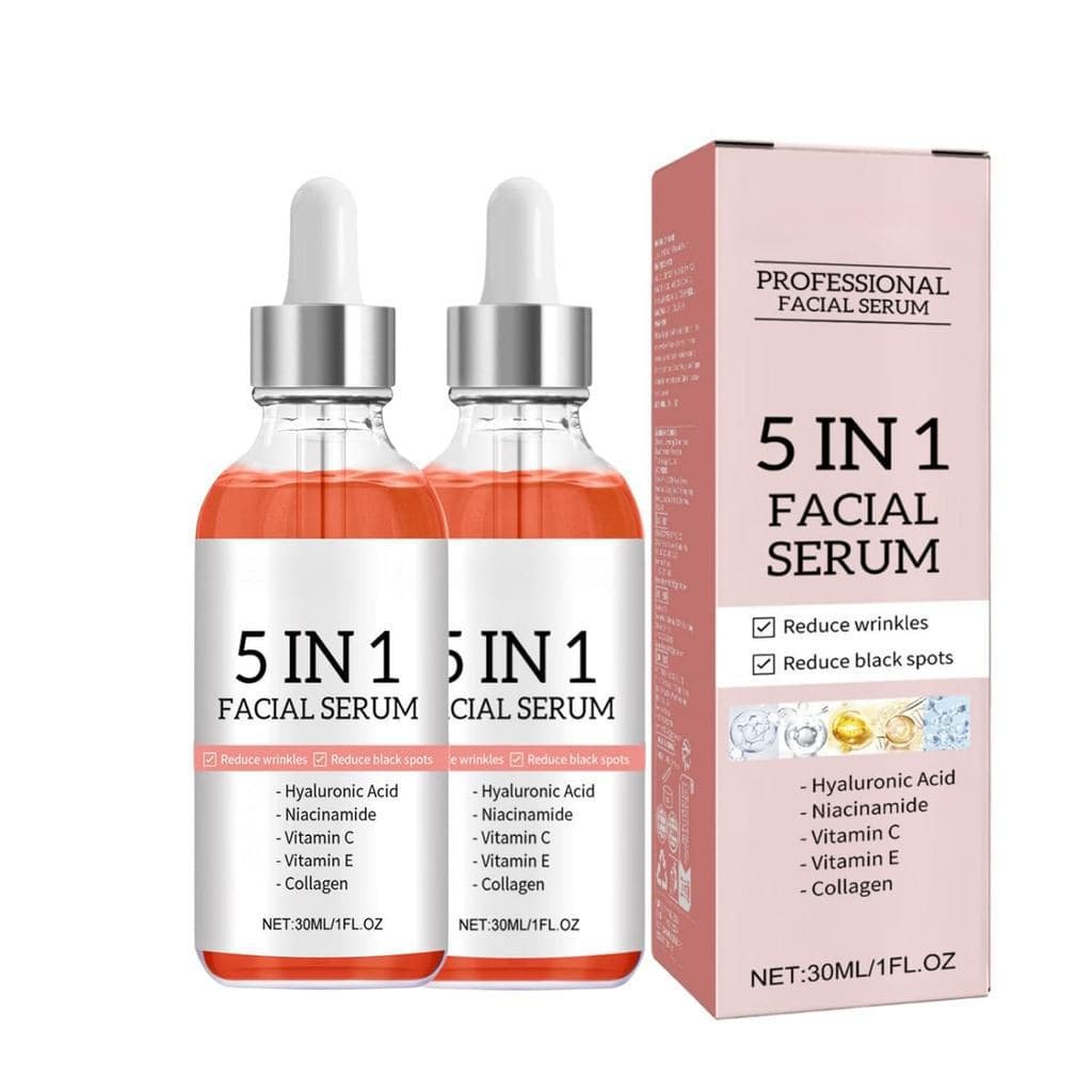 Sérum Facial 5 em 1 com Redução de Rugas, Firmador, Redução de Manchas Escuras, Hidratação Profunda e Nutrição, Essência