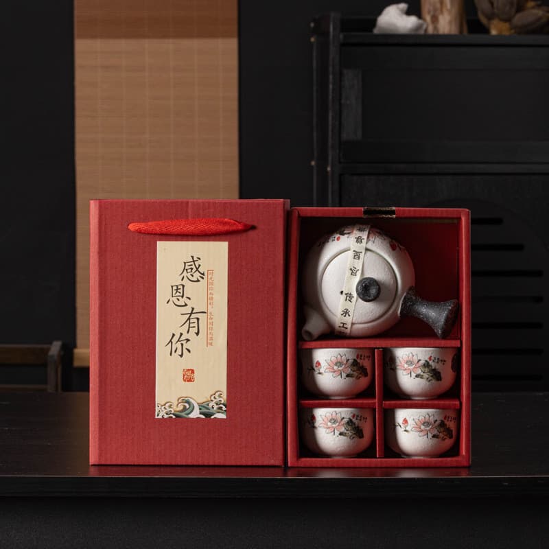 2026 Novo produto Floco de neve Esmalte Kung Fu Conjunto de chá Cerâmica criativa Casamento Aniversário Inauguração de c