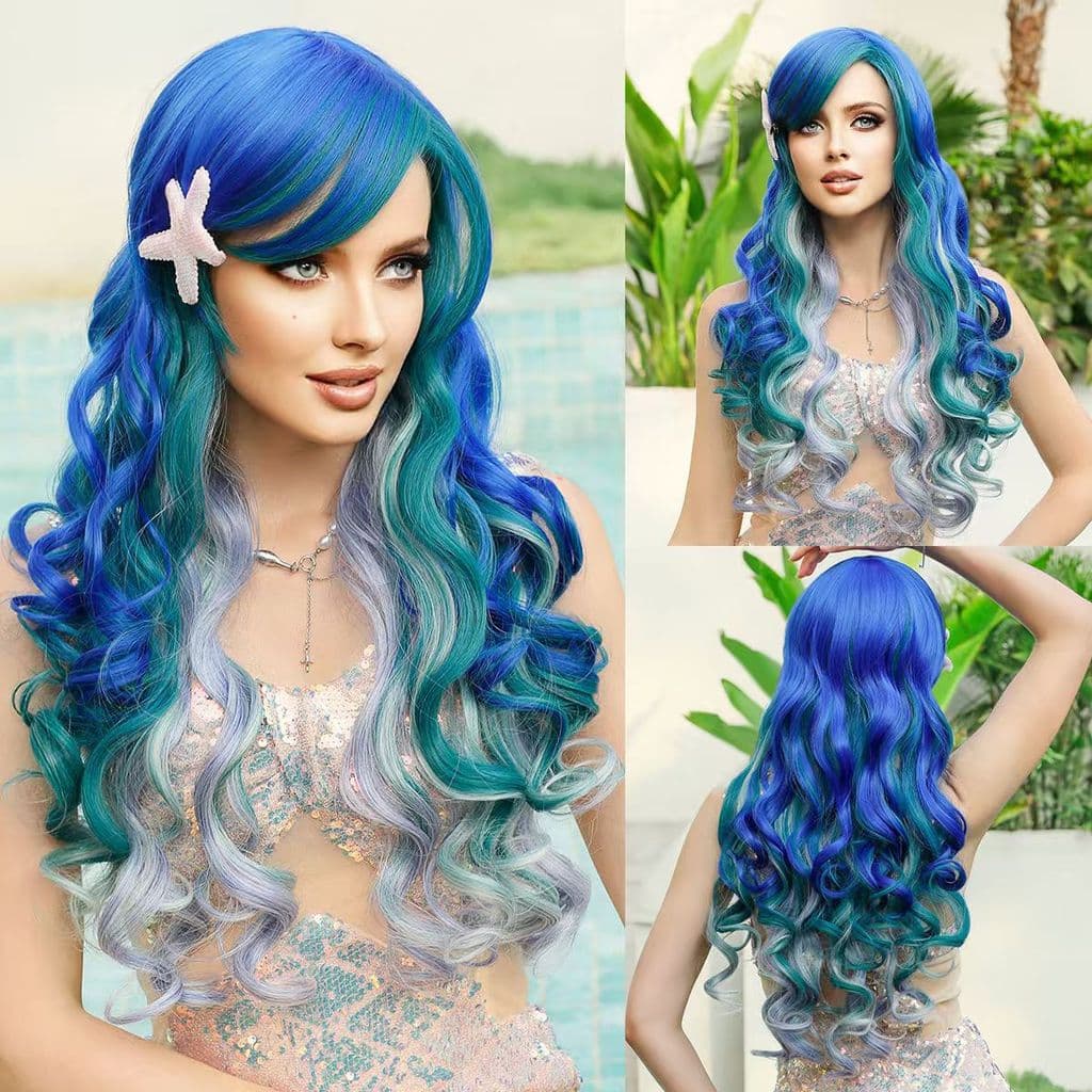 Cor completa 80cm Su peruca estilo comércio exterior feminino cosplay Anime longo cabelo encaracolado europeu americano