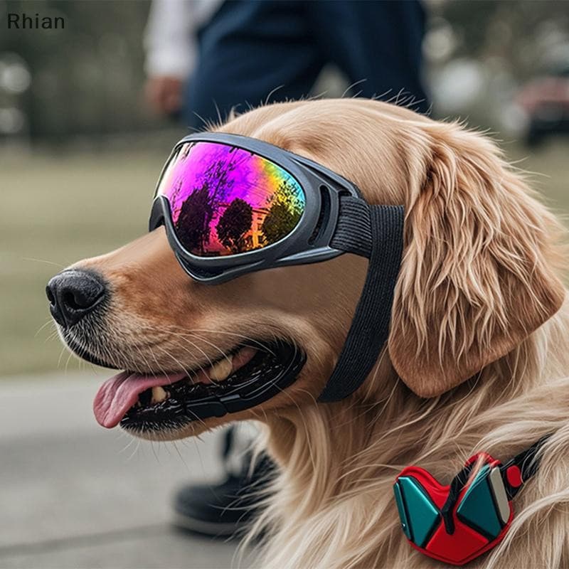 Óculos de sol para cães Rhian, adequados para raças médias a grandes, possuem alças ajustáveis e proteção UV, ideais par