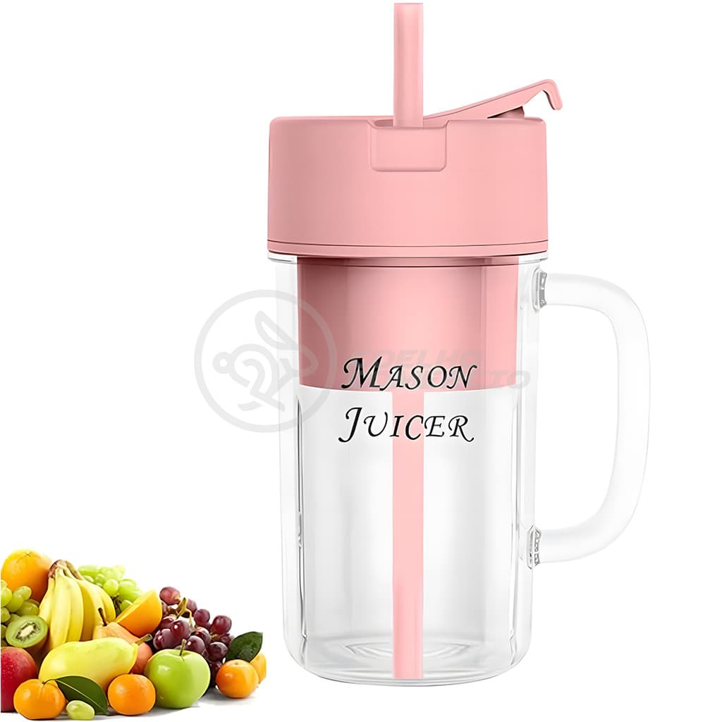 Copo Liquidificador Portátil Recarregável Rosa - Mixer