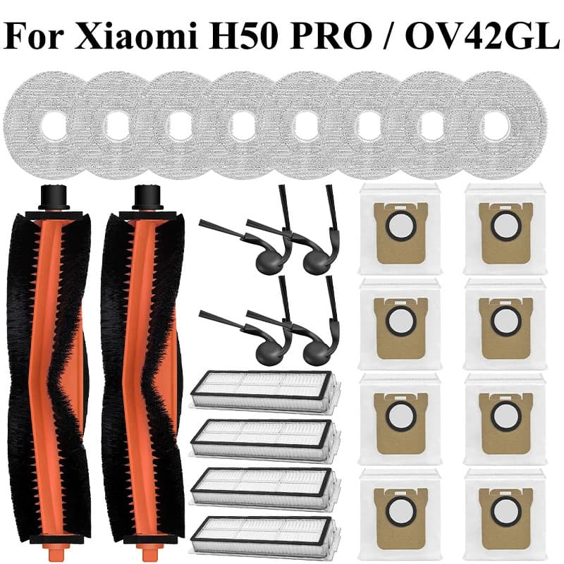 Para Xiaomi H50 PRO/OV42GL Robô Aspirador De Pó Peças Principal Escova Lateral Mop Filtro Saco