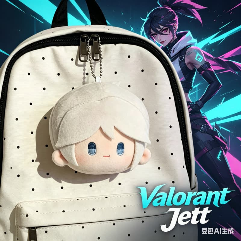 Chaveiro de Pelúcia do Jett de Valorant, Adorável Personagem de Jogo, Boneco de Algodão para Pendurar na Bolsa