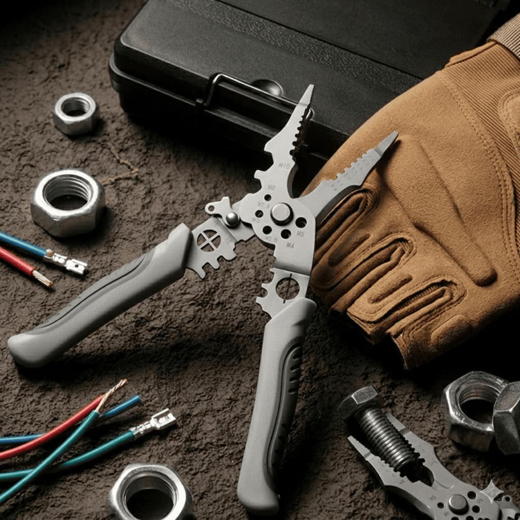 Alicate Multifuncional Universal 28 em 1 Profissional Eletricistas Descascador Crimpador Cortador
