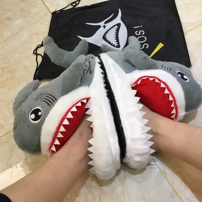 Tubarão Dos Desenhos Animados Sapatos Engraçados Meninas Adorável Chinelos Interiores Senhoras Casa 2022 Moda Pelúcia Qu