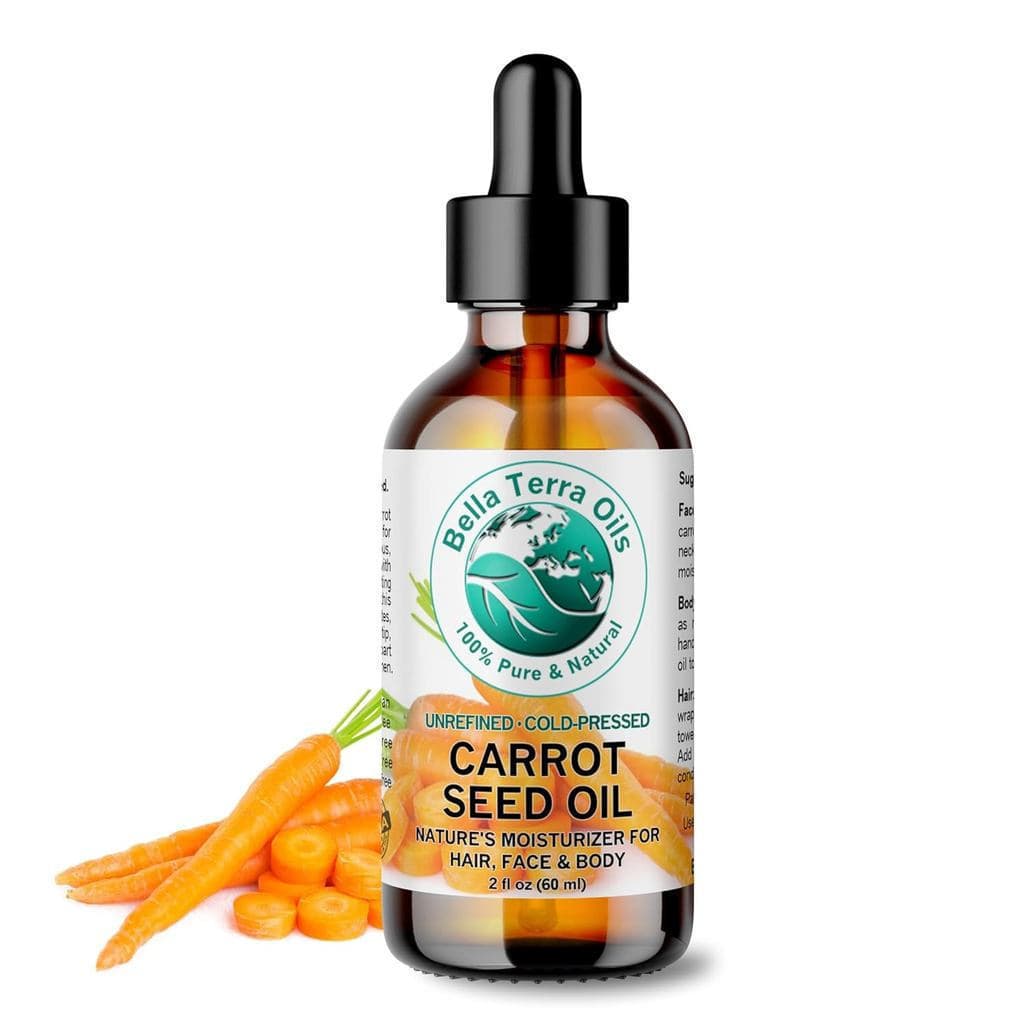BellaTerraOils - Óleo de Semente de Cenoura Orgânico 2oz - Elixir Prensado a Frio, Rico em Vitaminas A e E, Rico em Vita