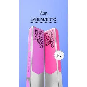 Gel DIAMOND GLITTER AURORA / SUNSHINE  Vólia - Para Alongamento de Unha – Sachê 14g