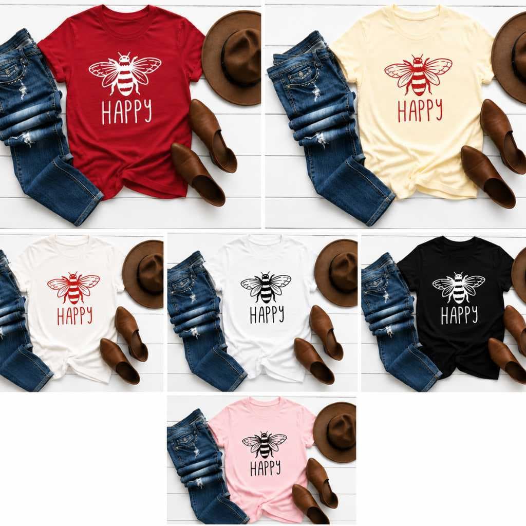 Camisetas Femininas Tshirt Casual Abelha Feliz Lançamento 2026 Envio Imediato