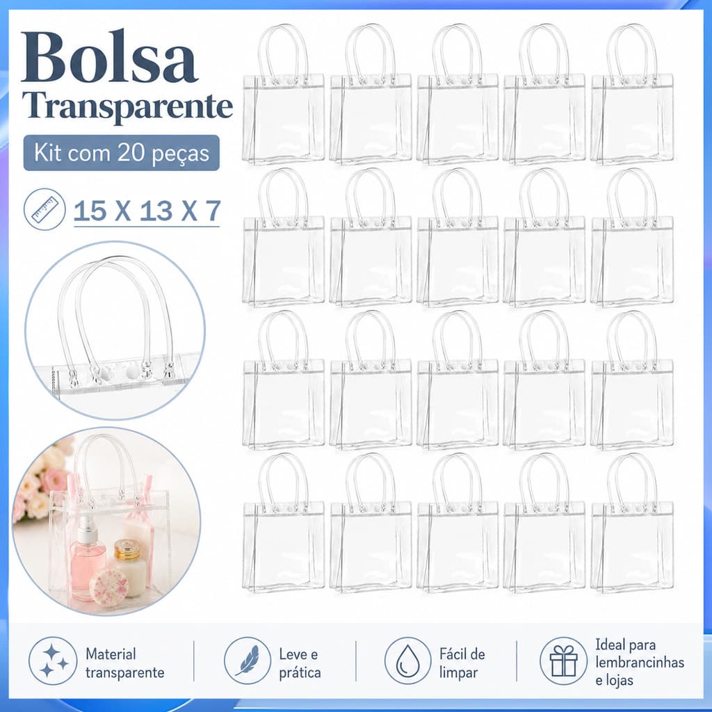 20 sacos de presente portáteis transparentes à prova d'água definem pacotes de lembrança de feriado portáteis simples