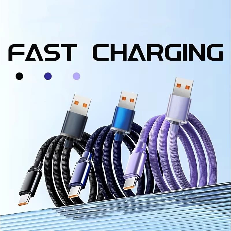Cabo Carregador USB Tipo C De Nylon De 2m 120W Fio De Dados De Transferência De Carregamento Super Rápido