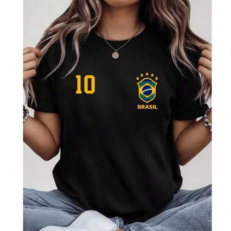 Camiseta Feminina Camisa 10 Brasil Casual Tendencia 100% Algodão