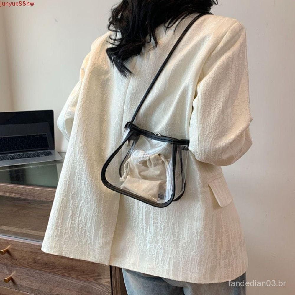 JUNYUE Bolsa Crossbody Transparente , De Ombro Portátil 2 Em 1 Feminina Casual Simples De PVC À Prova D'água Verão