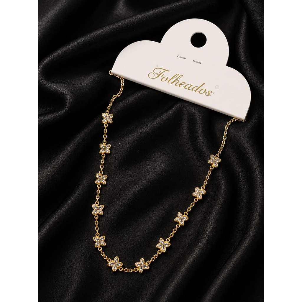 ✨ Colar Butterfly Premium Dourado | Pingentes Delicados com Zircônias | Elegante e Feminino | Lary Store