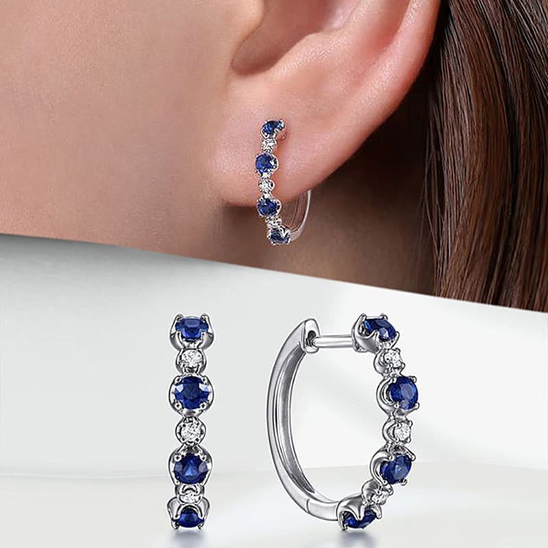 Brincos simples de safira, feitos de prata esterlina S925, joias elegantes, presente para mulheres 8EWO FXWF