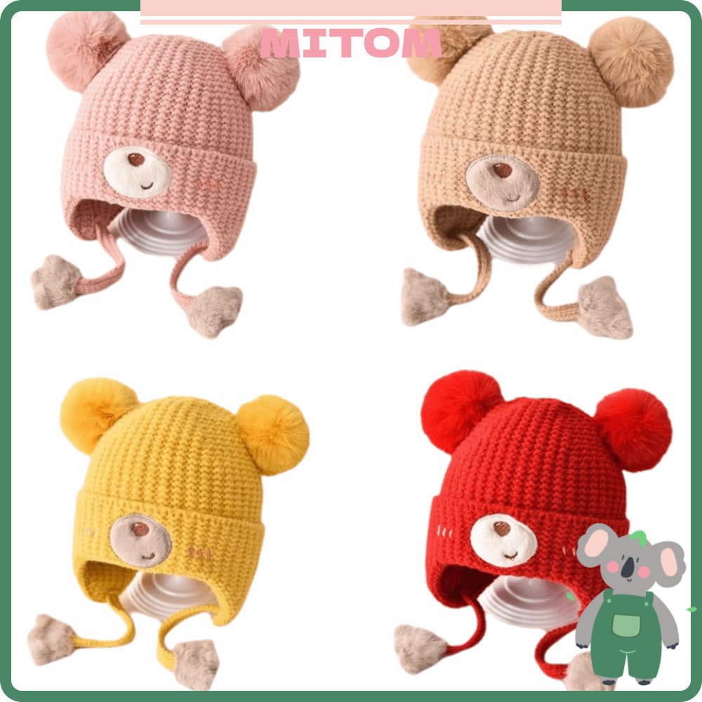 Chapéu De Bebê MITOM , Gorro De Inverno Em Tecido De Algodão À Prova De Vento , Malha Com Design Bonito De Material Quen