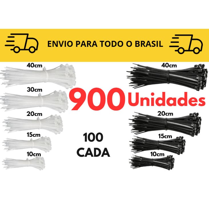 Kit Completo 90 até 900 Unidades / Abraçadeira de nylon / Enforca gato / Abraçadeira