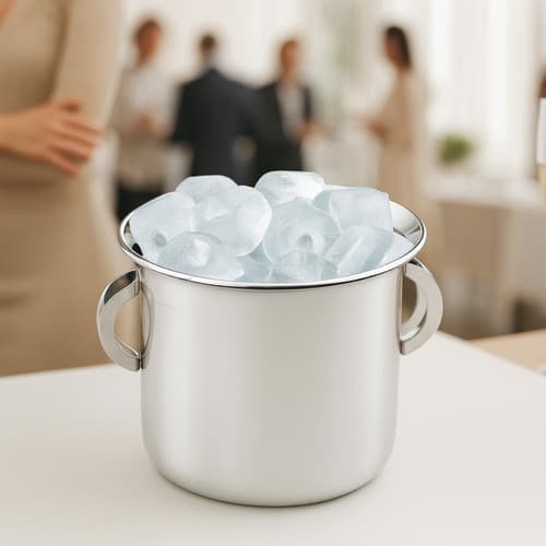 Balde De Gelo Grande 100% Inox 3,5 Litros Com Alças Champanheira Cervejeira