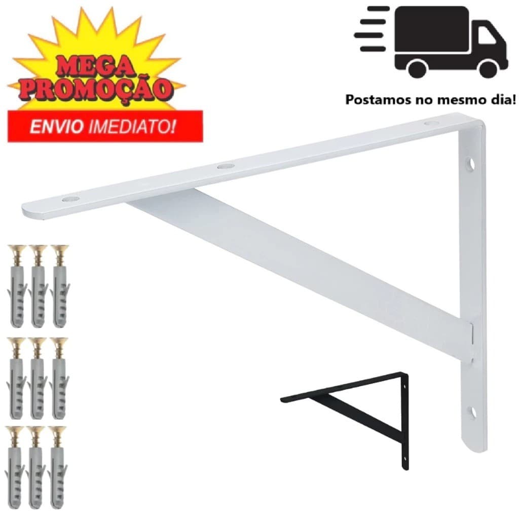 kit 12 Mão Francesa Suporte Prateleiras 30cm +Parafusos, Buchas 12 Pecas