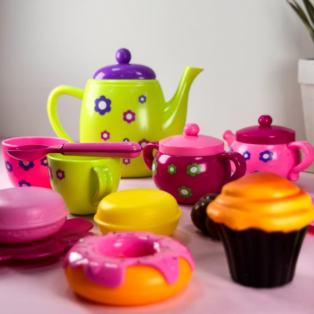 Conjunto de Chá Flor com Doces Brinquedo Mundo da Imaginação e Faz de Conta