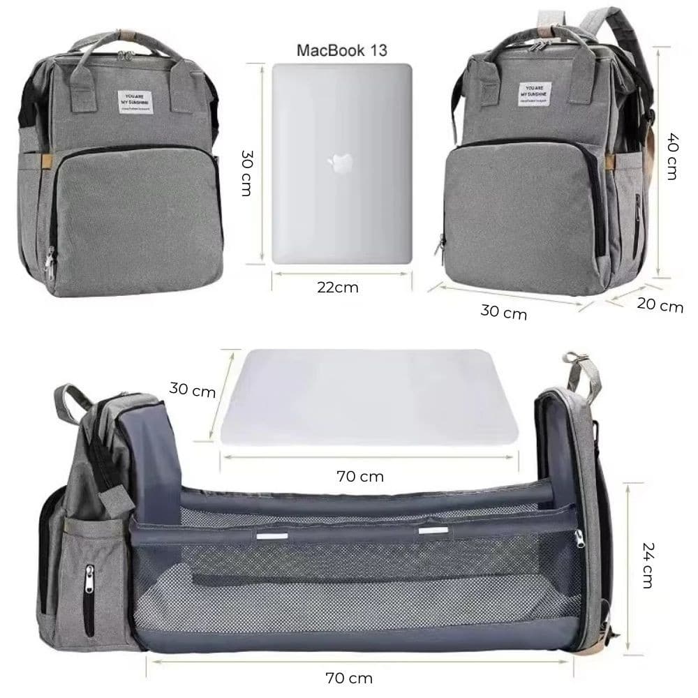 Mochila Mãe Mamãe Bolsa Maternidade Grande Espaçosa Térmica 2 em 1 Vira Berço Portátil Recém Nascido