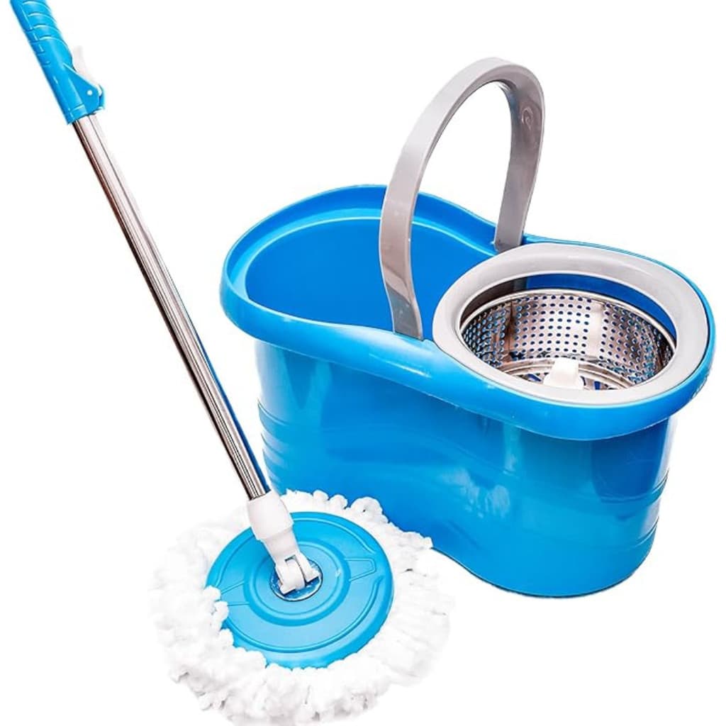 4 LITROS MOP GIRATÓRIO Limpeza Fácil Cesto Inox Clean Tech - Azul