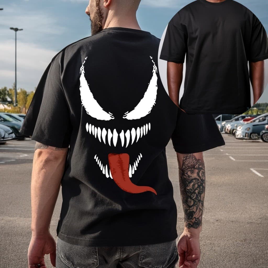 Camiseta Oversized Em Algodão Estampada Venom Treino Academia