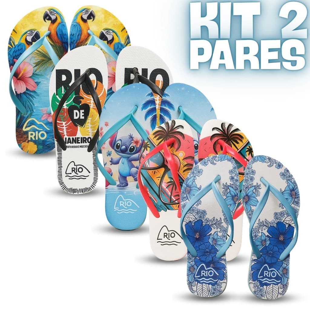 Kit 2 Pares Chinelo Feminino Anatômico e Leve - Conforto e Praticidade