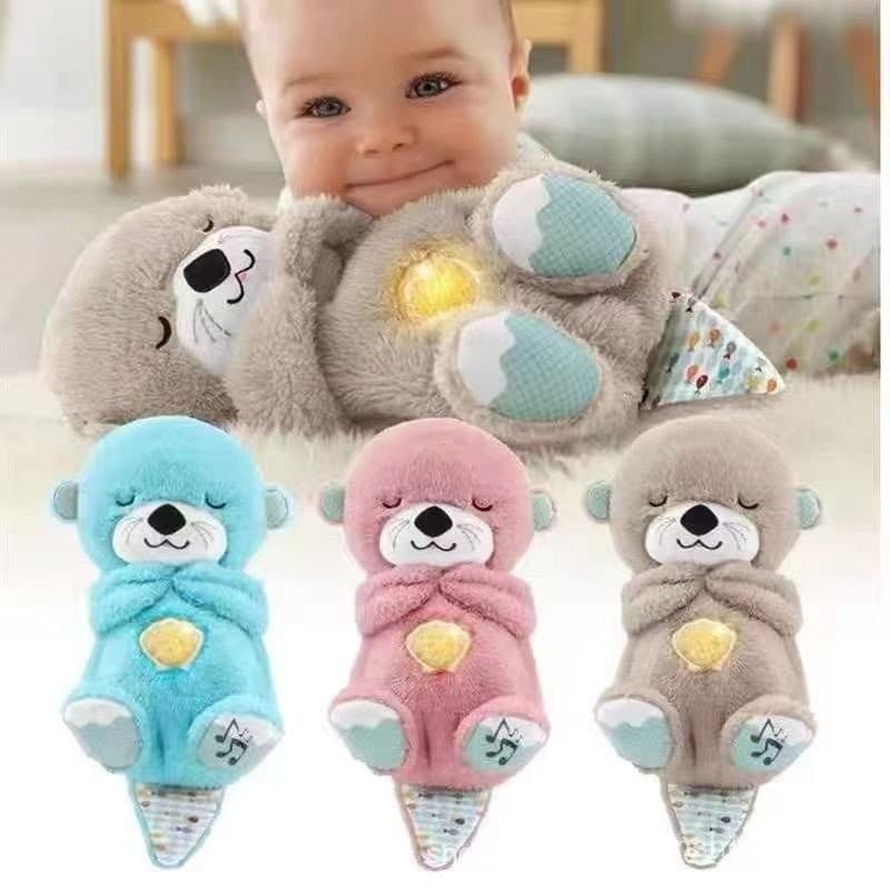 Brinquedos de pelúcia que respiram, lontra/elefante/coala/Ursos Respiratórios, brilho/apaziguar boneca do sono do bebê,
