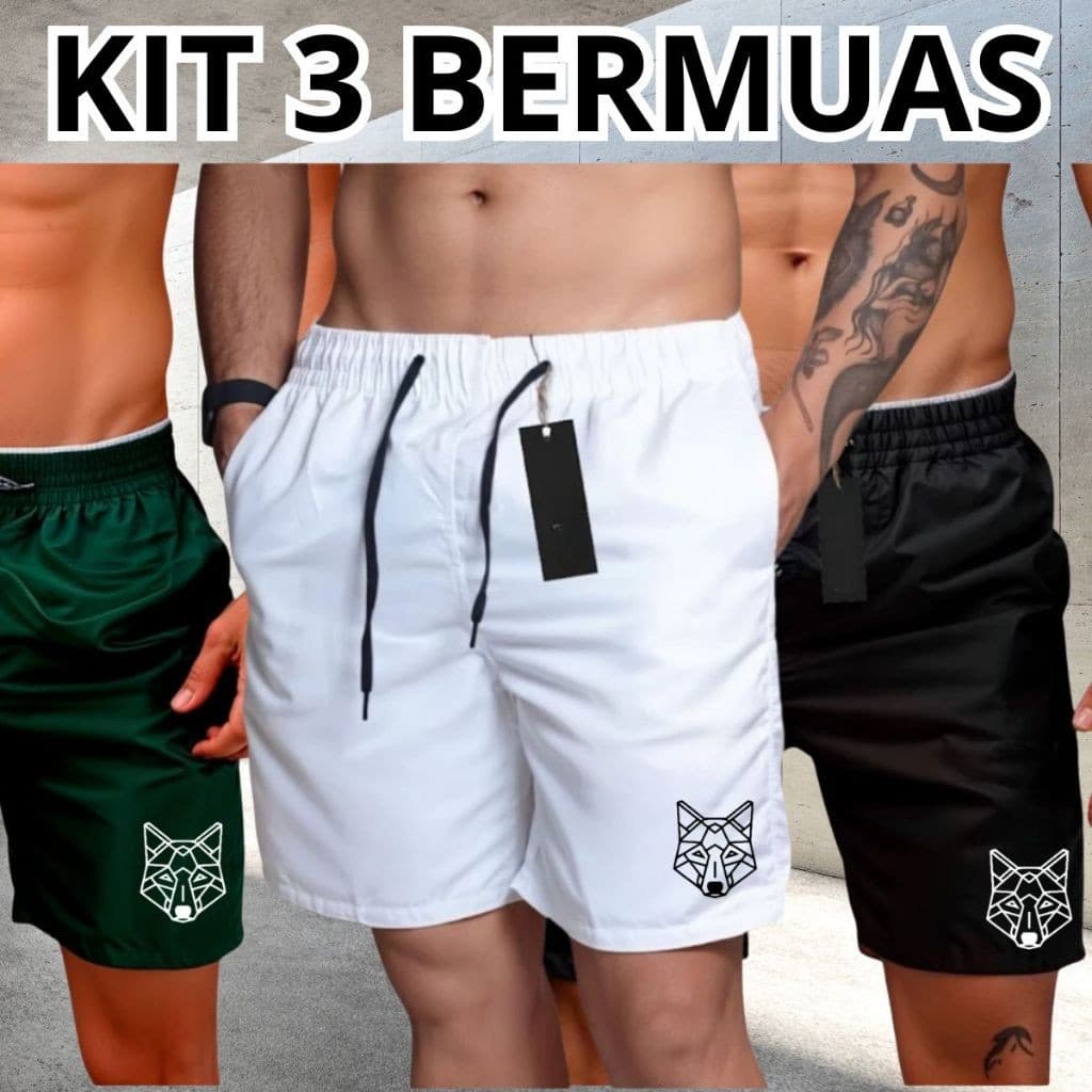 Kit Bermudas Mauricinho Masculina Esportiva - LOBINHO 01 Academia Corrida Skate Basquete Treino