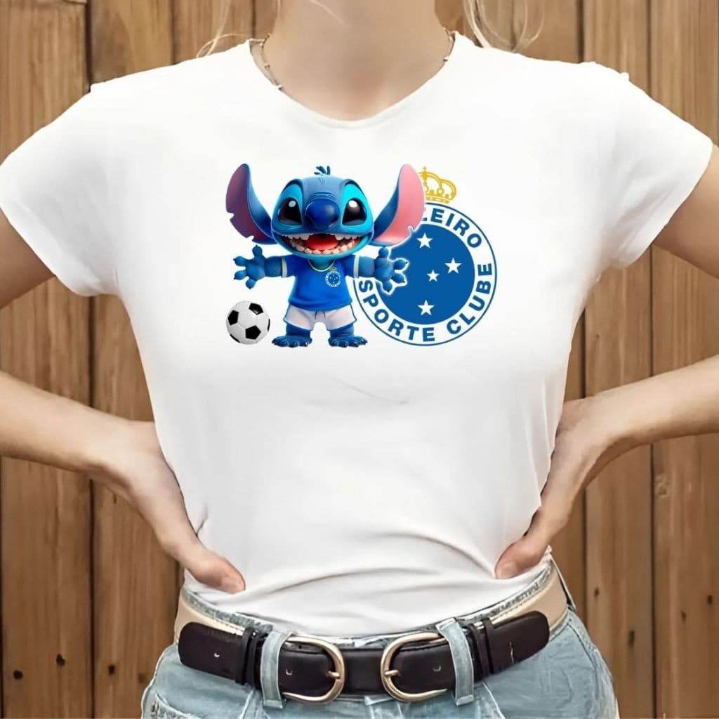 Camisa Do Cruzeiro Feminina T shirt Branca - Camiseta Do Cabuloso personalizada.