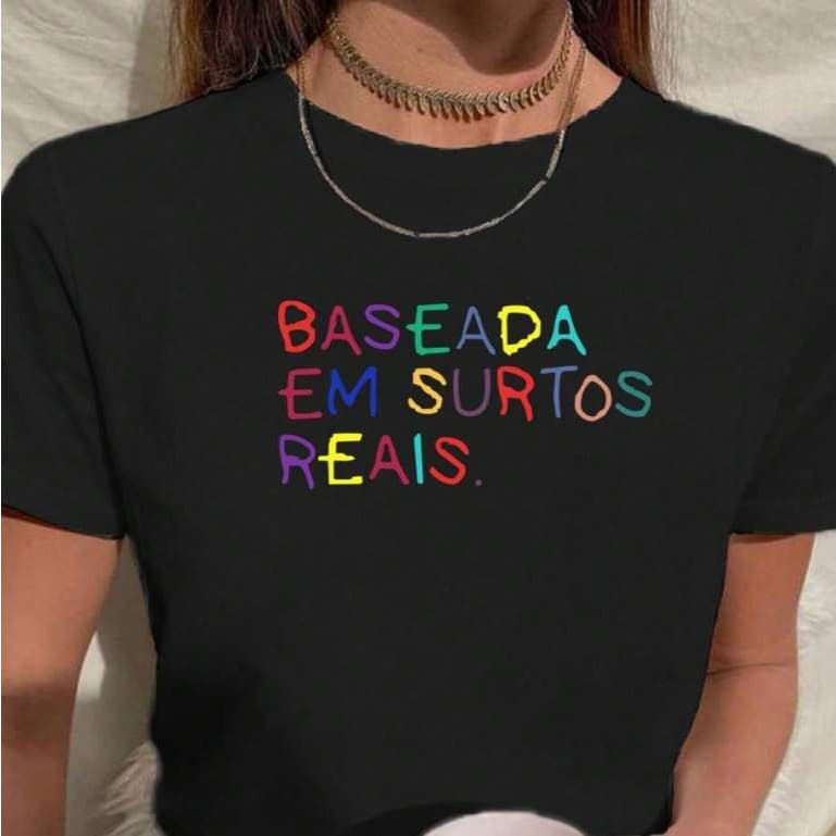 Camiseta Básica Feminina T-Shirt 100% Algodão Frase Colorida Engracada e Colorida