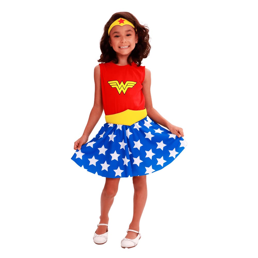 Fantasia Mulher Maravilha – Vestido, Cinto e Tiara