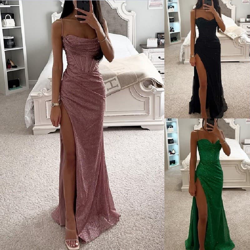 Vestidos Maxi Bodycon Com Alça Espaguete Feminino Sem Mangas Vestido De Festa Em Clube