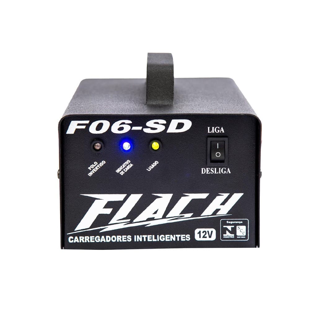Carregador de Bateria 6A 12V com Auxiliar de Partida Flach F06-SD (Bivolt)