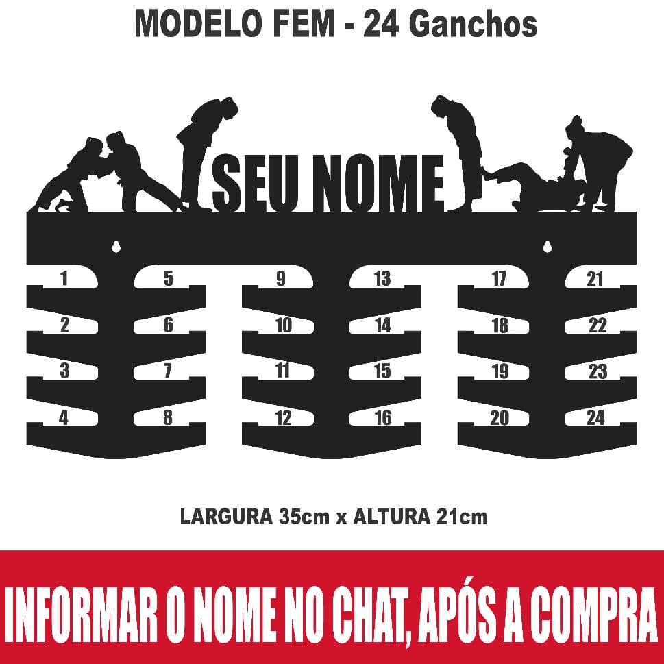 Porta Medalhas Judô Saudação Com Nome MDF Vazado