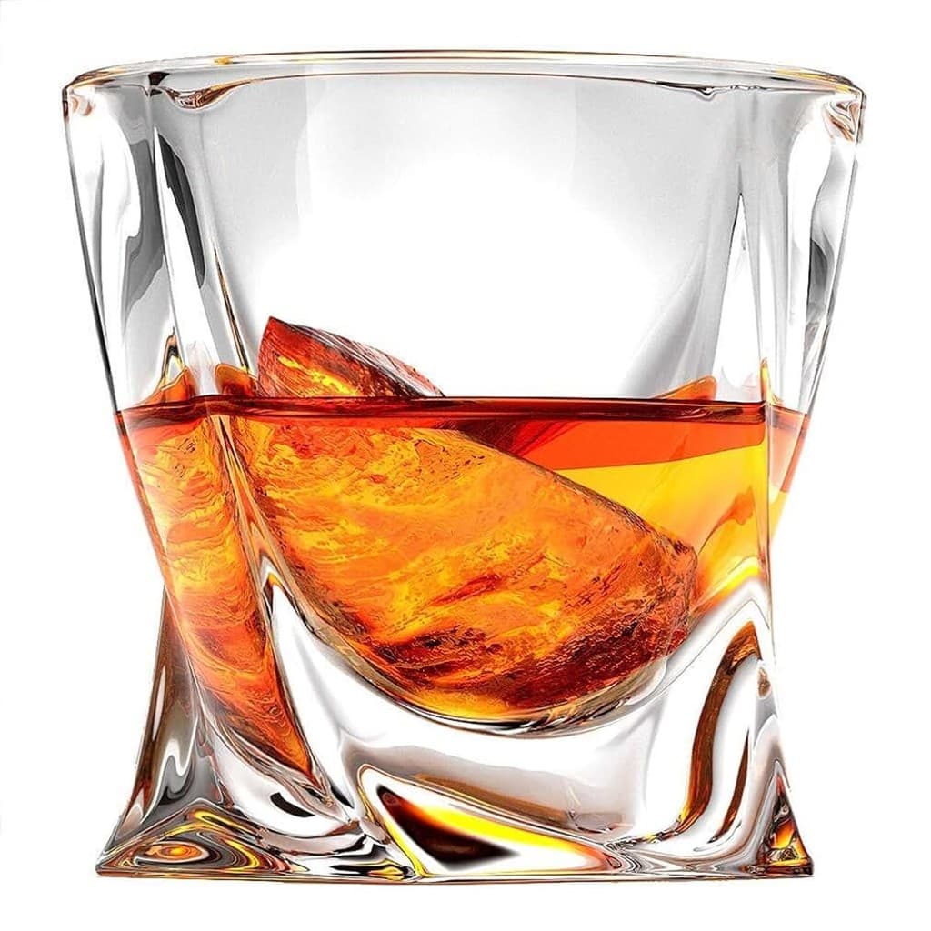 Kit Jogo 6 Copos De Vidro Whisky 280ml Gelo Quadrado Torcido Americano Shot Conjunto Cristal Água