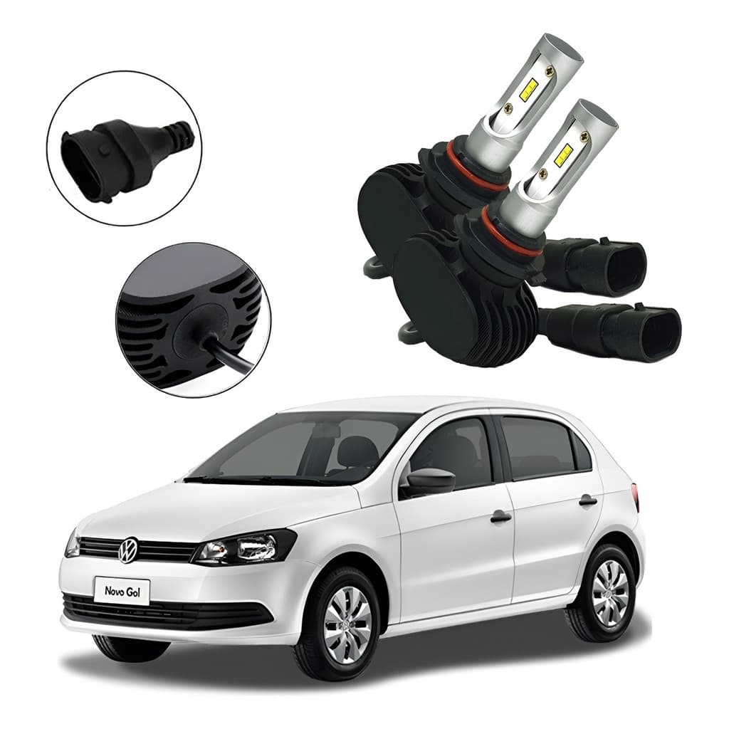 Kit Lâmpadas Ultra Led Farol Milha Gol G5 2008 2009 2010 Hb4 Prateado Branco-frio