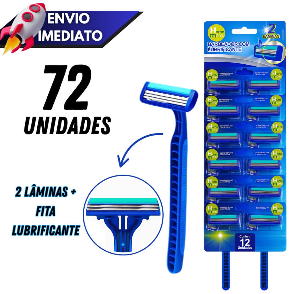 Kit 12/36/48/60/72 Barbeadores Prestobarba 2 Lâminas Descartáveis Com Fita Lubrificante Premium Confort